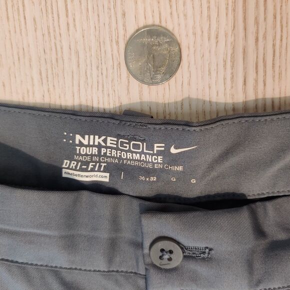 Two Nike Tour Performance Golf Pants Mens Size 36 x 32 Gray Stretch Chino 639779 - Picture 8 of 14